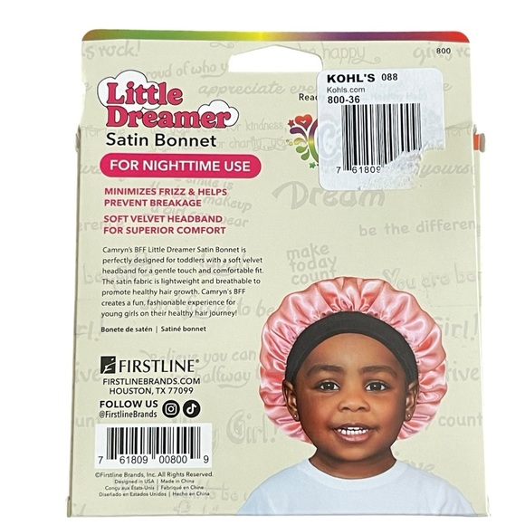 Little Dreamer Pink Satin Kids Bonnet Nighttime - Picture 3 of 3